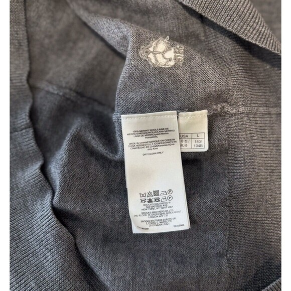 Brooks Brothers Mens Sweater V Neck Merino Wool Knit Long Sleeve Pullover Large - Picture 9 of 10